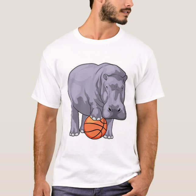 Hippo Basketball-spelare Basketball T Shirt (Framsida)