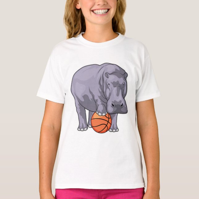 Hippo Basketball-spelare Basketball T Shirt (Framsida)