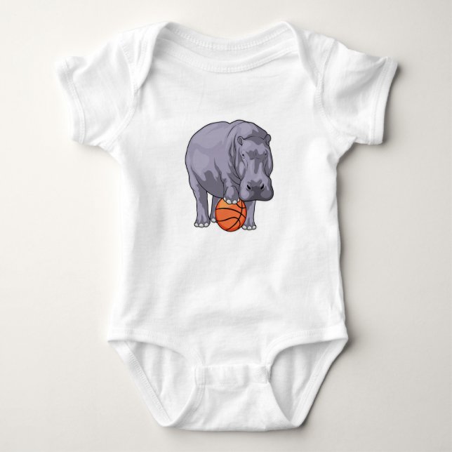 Hippo Basketball-spelare Basketball T Shirt (Framsida)