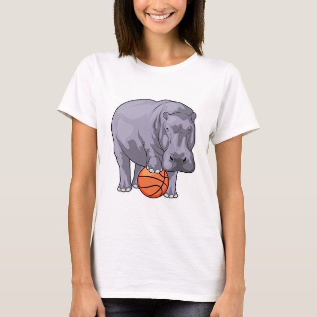 Hippo Basketball-spelare Basketball T Shirt (Framsida)