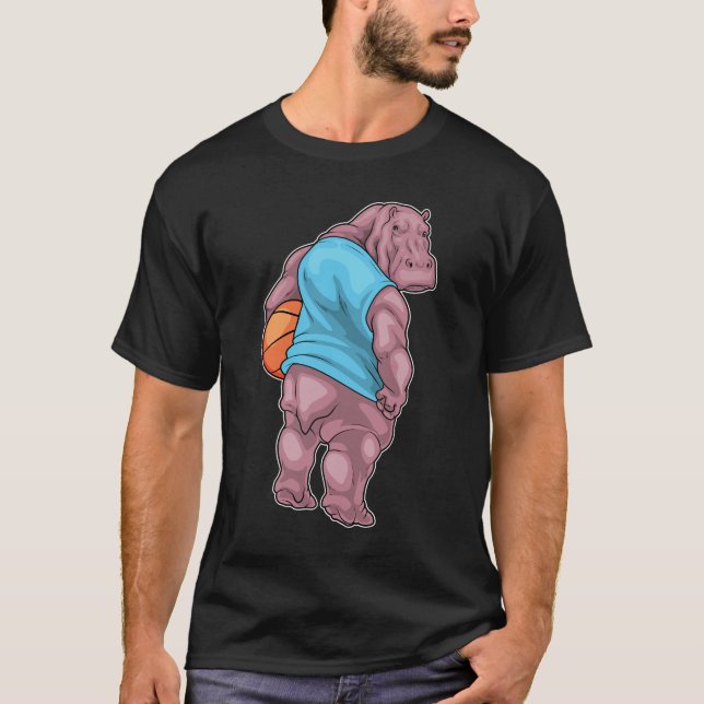 Hippo Basketball-spelare Basketball T Shirt (Framsida)