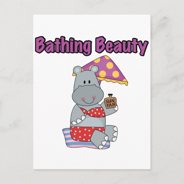 Hippo Bathing Beauty T-shirts och Gifts Vykort (Framsida)
