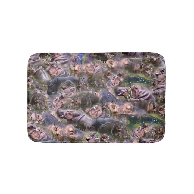 Hippo Bilder Collarge Small Memory Foam Bath Mat Badrumsmatta (Framsidan)