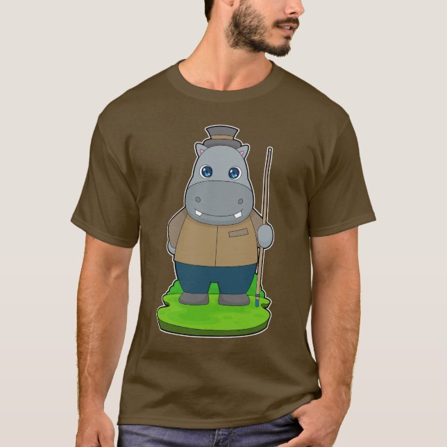 Hippo Billiard Queue T Shirt (Framsida)