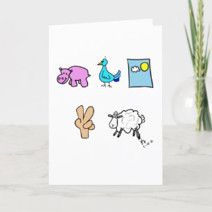 Hippo Bird Day 2 Ewe-födelsedagskort Tack Kort