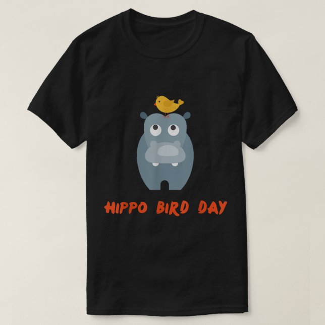 Hippo Bird Day - Grattis på födelsedagen Animal Pu T Shirt (Design framsida)
