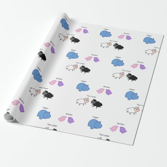 Hippo Birdies Two Ewes Presentpapper (Utrullad)
