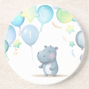 Hippo Birthday blå Underlägg