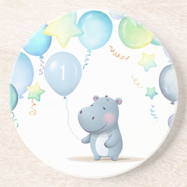Hippo Birthday blå Underlägg (Framsidan)