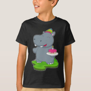 Hippo Birthday Cake T Shirt