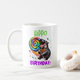 Hippo Birthday Cheerful, Colorful Candy Swirl | Kaffemugg