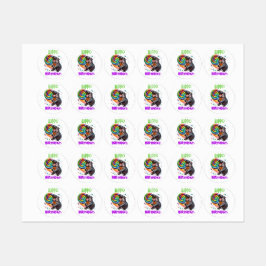 Hippo Birthday Cheerful, Colorful Candy Swirl | Klistermärke