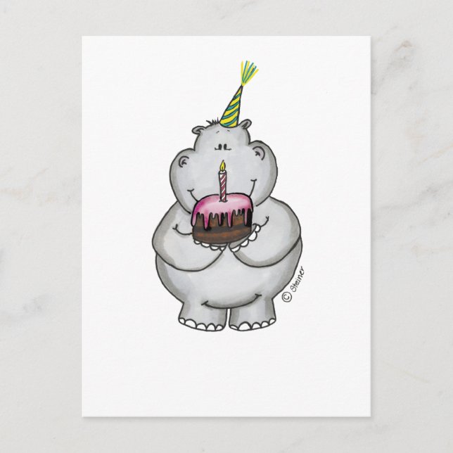 Hippo Birthday - Grattis på födelsedagen Vykort (Framsida)
