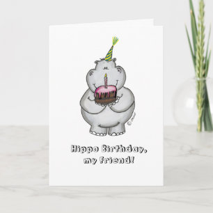 Hippo Birthday my Friend - Grattis på födelsedagen Kort