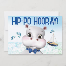 Hippo Blå Fisk Pojke Födelsedag Kort