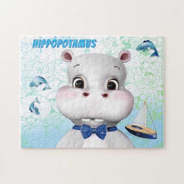 Hippo Blue Fish Kids Pussel (Horisontell)