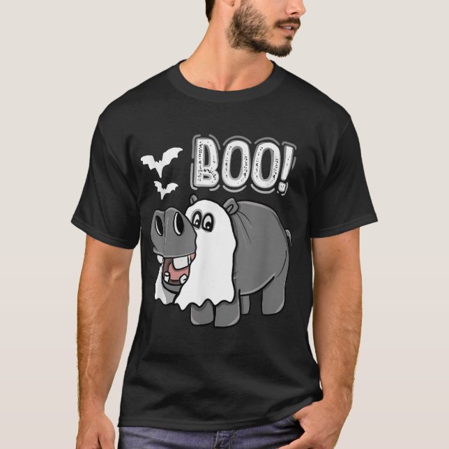 Hippo Boo Halloween Costume Manar Women Kids T Shirt (Framsida)
