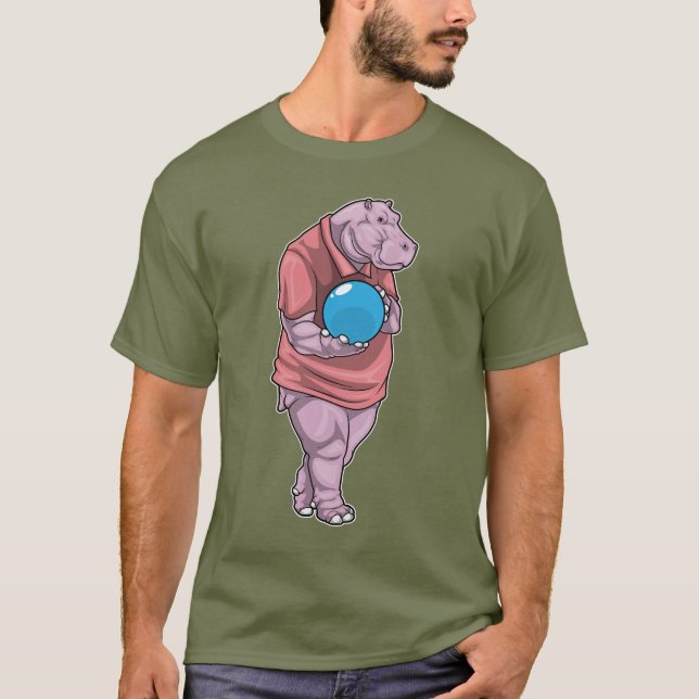 Hippo Bowling Bowling ball T Shirt (Framsida)