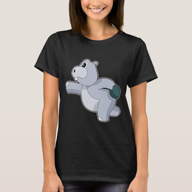 Hippo Bowling Bowling ball T Shirt (Framsida)