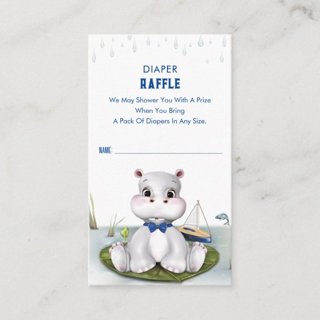 Hippo Boy Shower Tilläggskort (Framsida)