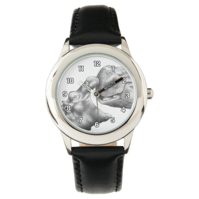 Hippo & Calf Watch Armbandsur (Framsida)