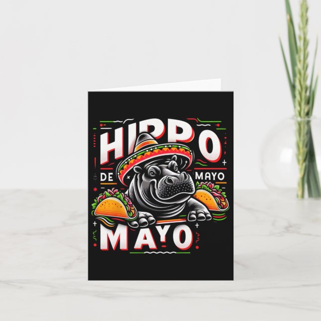 Hippo Cinco De Mayo Funny Mexico Hippopotamus Funn Kort (Framsida)