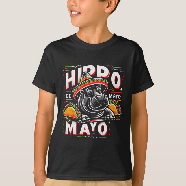 Hippo Cinco De Mayo Funny Mexico Hippopotamus Funn T Shirt (Framsida)