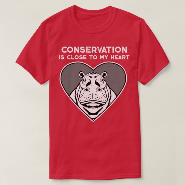 Hippo Conservation Heart T Shirt (Design framsida)