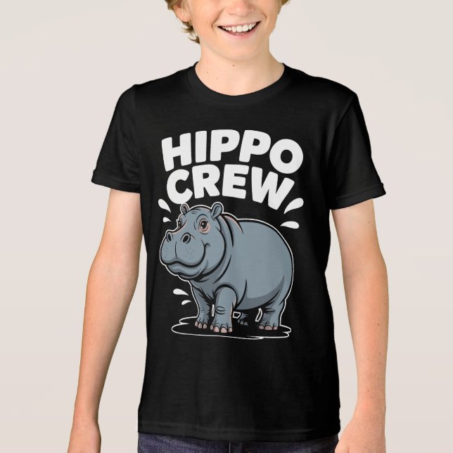 Hippo Crew Hippopotamus T Shirt (Framsida)