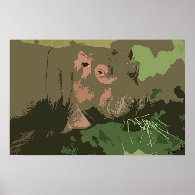 Hippo Deco Porträtt Poster (Framsidan)