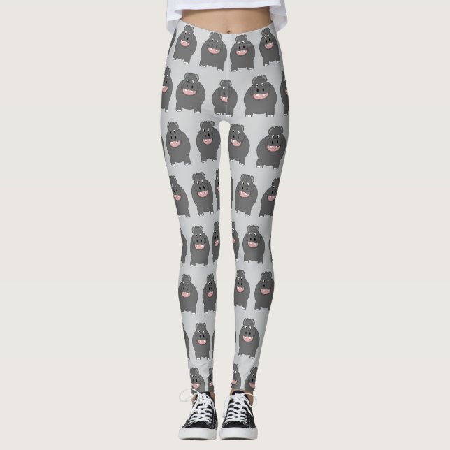 Hippo Design You Choose Background Colour Leggings (Framsida)