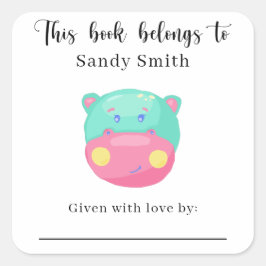 Hippo - det här tillhöret i bok går till med ett m fyrkantigt klistermärke