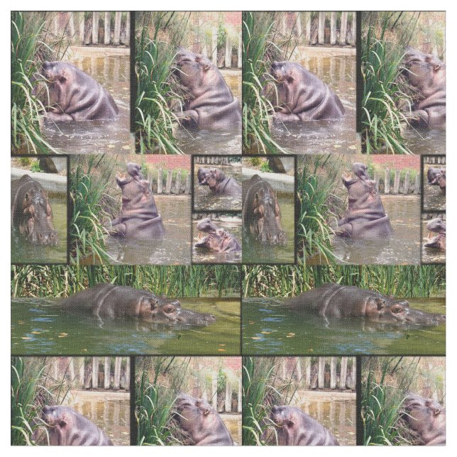 Hippo Determination Photo Collage Tyg (Närbild)