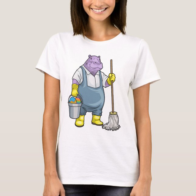 Hippo Easter Cleaning T Shirt (Framsida)