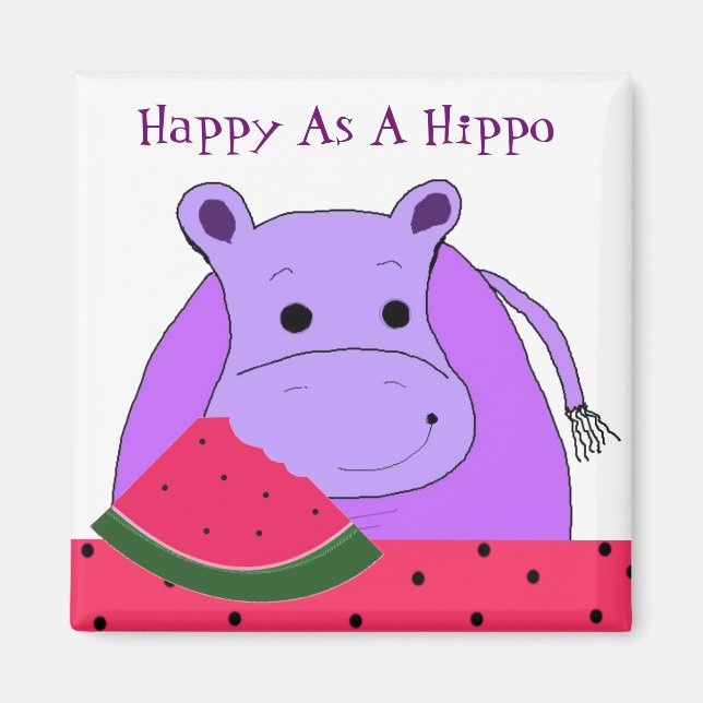 Hippo Eating Watermelon Magnet (Framsidan)