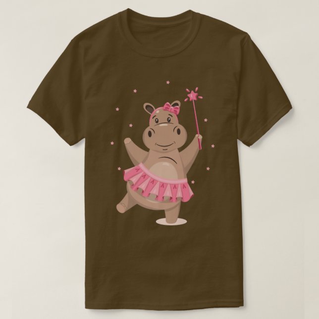 Hippo Fairy Dance Funny Hippo Ballerina T Shirt (Design framsida)
