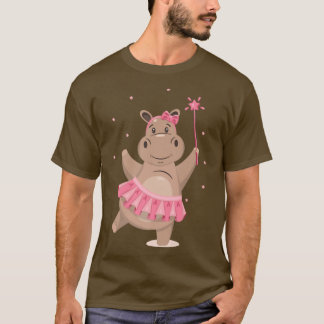 Hippo Fairy Dance Funny Hippo Ballerina T Shirt