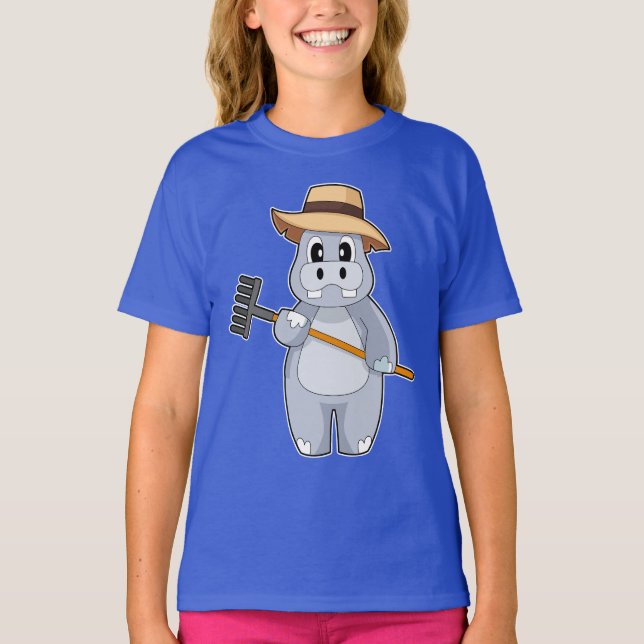 Hippo Farmer Rake T Shirt (Framsida)