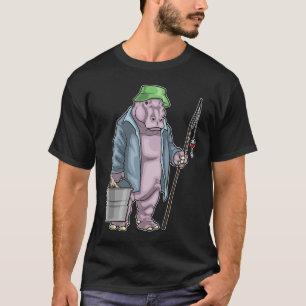 Hippo Fisher Bucket Fishing T Shirt