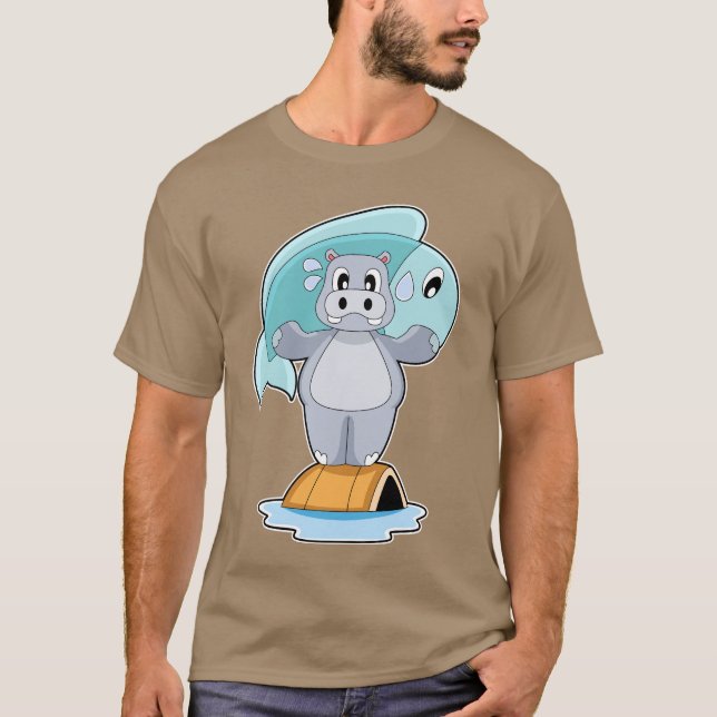 Hippo Fisher Fish Fishing T Shirt (Framsida)