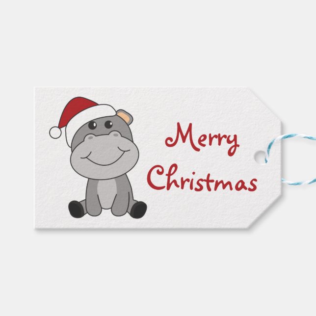 Hippo God jul vinterdjur Hippos Trucke Presentetikett (Framsidan (Horisontell))