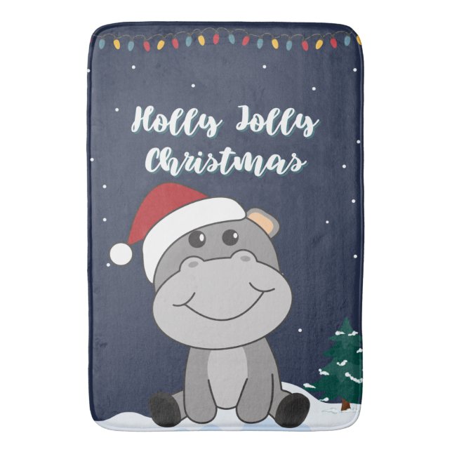 Hippo God jul Winter Animals Hippos Bath M Badrumsmatta (Framsidan (Vertikal))