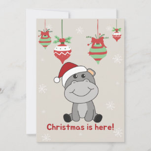 Hippo God jul Winter Animals Hippos Holida Julkort
