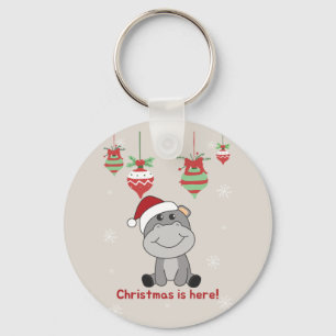 Hippo God jul Winter Animals Hippos Keycha Nyckelring