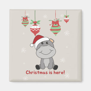 Hippo God jul Winter Animals Hippos Magnet