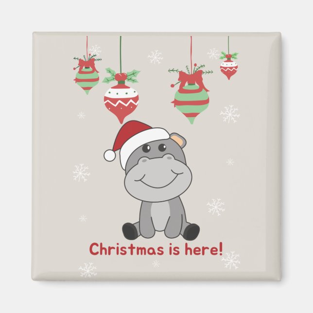 Hippo God jul Winter Animals Hippos Magnet (Framsidan)