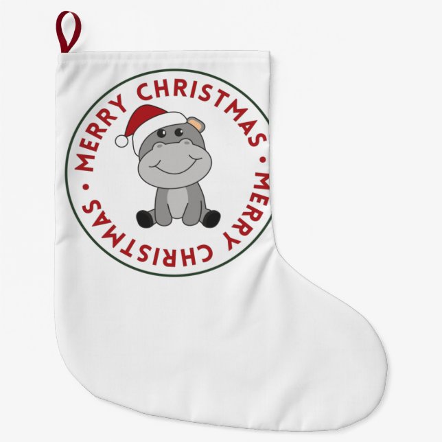 Hippo God jul Winter Animals Hippos Stor Julstrumpa (Framsidan)