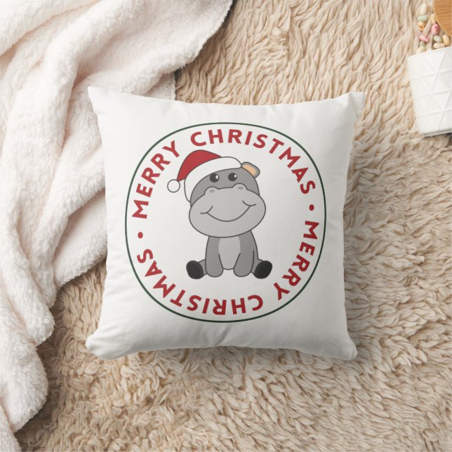 Hippo God jul Winter Animals Hippos Throw Kudde (Filt)