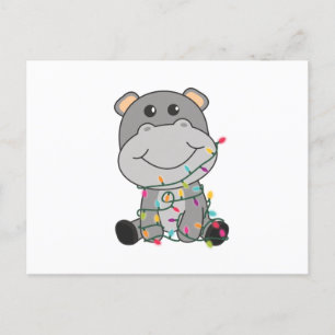 Hippo God jul Winter Animals Hippos Vykort