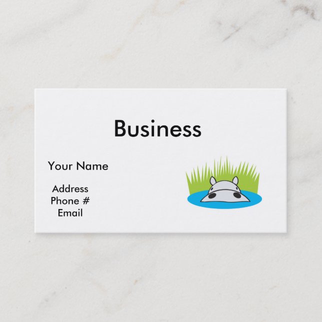 hippo gömmande i vatten visitkort (Framsida)